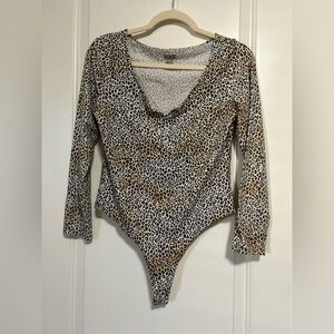 🐆🖤 PINK Victoria's Secret Leopard Animal Print Long Sleeve Bodysuit 🖤🐆